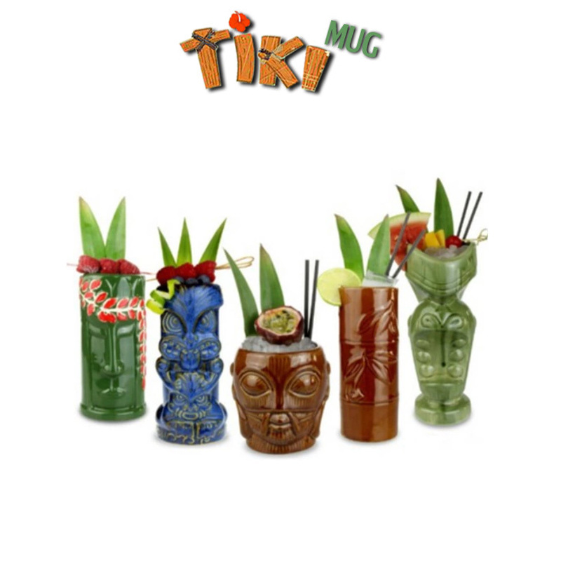 夏威夷陶瓷杯 TIKI杯 创意鸡尾酒杯 浮雕提基杯僵尸杯 人脸马克杯