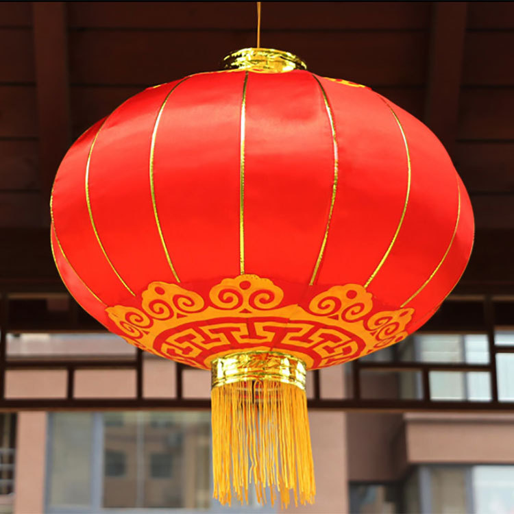 Red Outdoor Lantern Iron Mouth Lantern Festival Decorative Light Flocking Cloth Palace Lamp Festive Iron Mouth Advertising Red Lantern