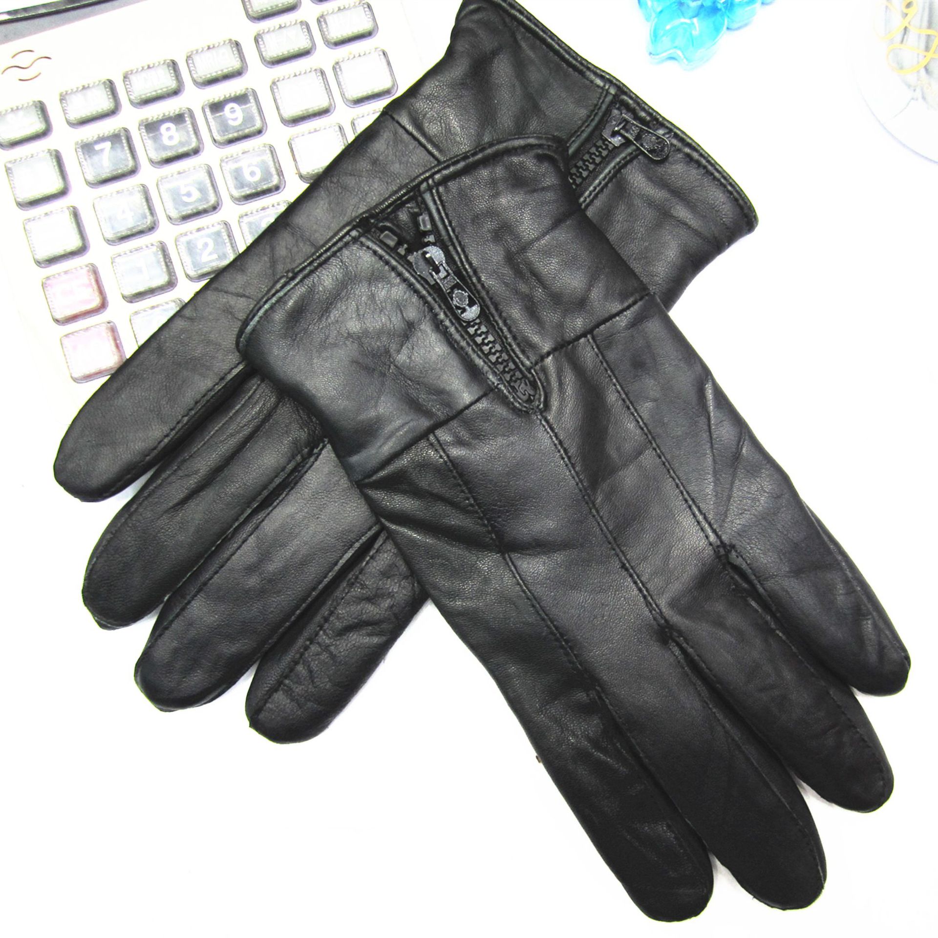 Cross-Border Manufacturers Direct Sales Of Men's Leather Leather Gloves Leisure Warm Gloves Riding Sports Wholesale Household Plus Velvet details Picture