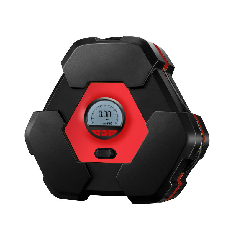 A 12V portable tire electric air pump with a light triangle digital display, automotive supplies, and a vehicle-mounted air pump details Picture