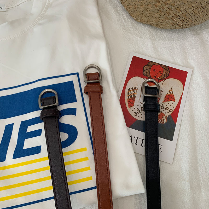 Wholesale and in-stock vintage belt, suitable for both men and women. The hole-free belt can be adjusted to match jeans. Black belt in an ins style pic 8