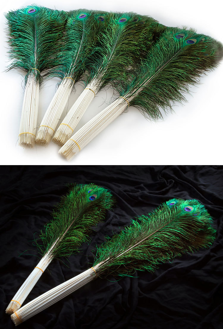 现货供应孔雀毛110-120cm分工精准 孔雀羽毛 插画装饰 家居摆设详情3