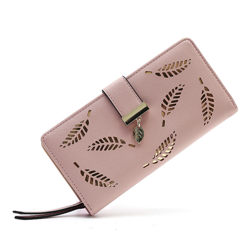 2021 New Korean Version Of Women's Purse Long Fashion Handbag Hollowed Out Leaves Zipper Buckle Purse Purse For Women Item Picture
