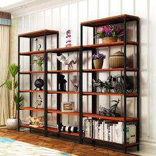 简易钢木书架铁艺架子储物货架墙壁多层收纳置物架客厅书柜展示架