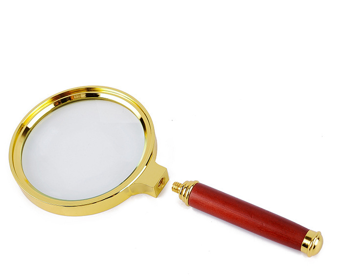 Factory direct sales wooden handle magnifying glass 80mm high magnification handheld reading portable magnifying glass, suitable for the elderly and students to read Specification image