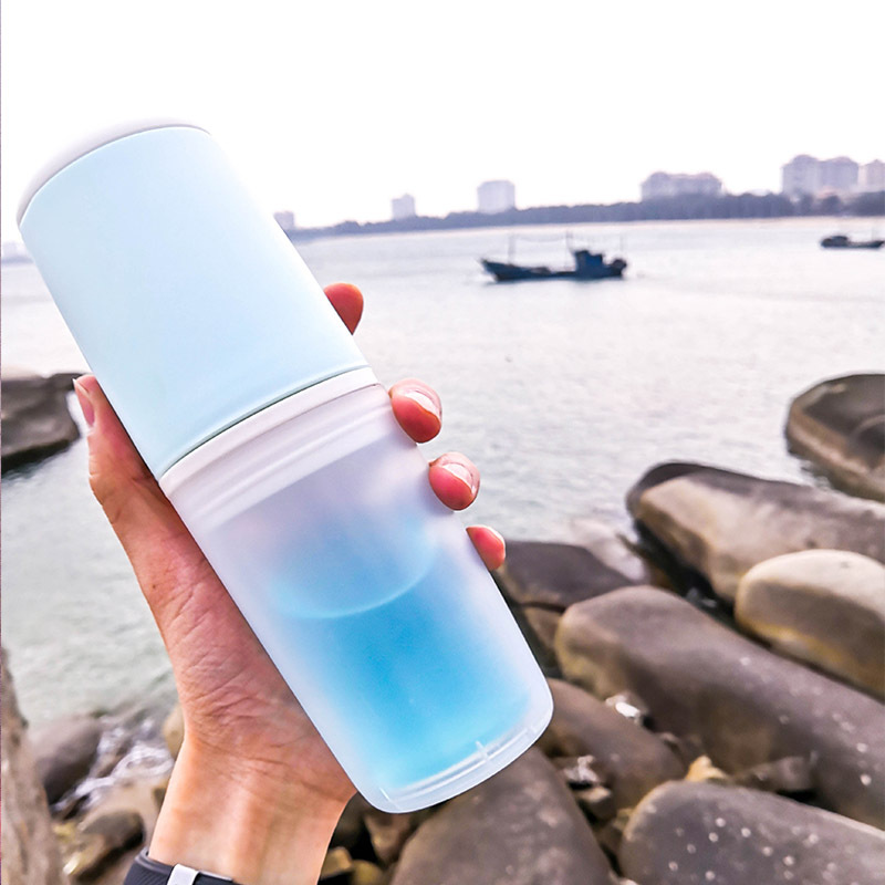 INS网红糖果色可开水玻璃杯厂家直销便携办公带提手分体式水族