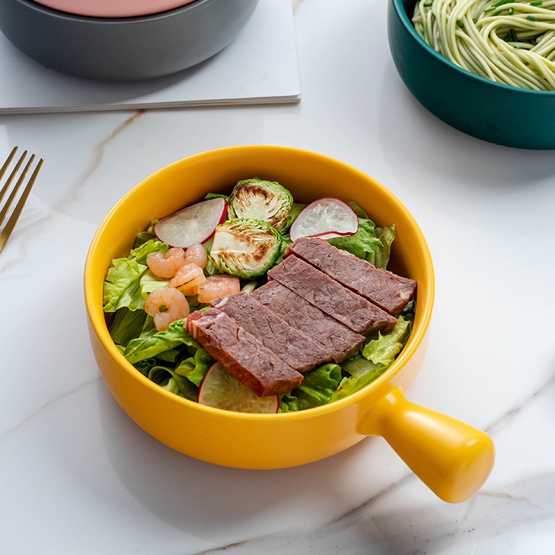Baked Rice Bowl Nordic Style Baking Bowl With Handle Baking Bowl Pasta Plate Simple Household Cutlery Soup Bowl Salad Bowl Application Scenario