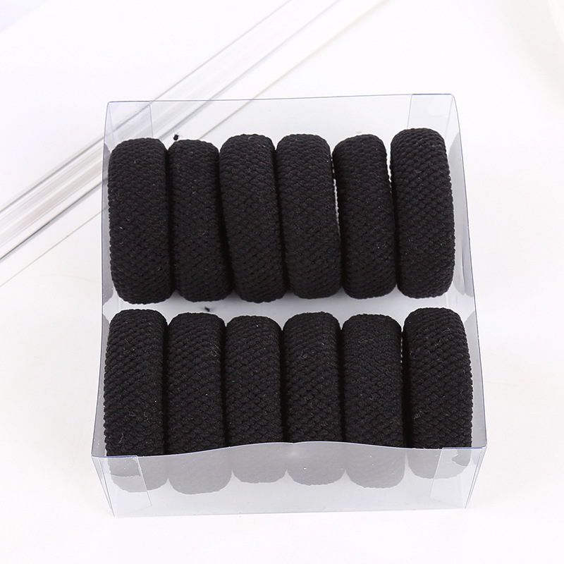 Boxed thickened and widened high-elasticity towel band, seamless fish-scale pattern hair tie, rubber band, leather cover, hair band pic 38