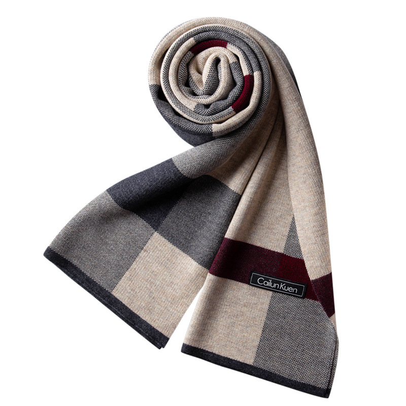 2021 Autumn And Winter New Men's Wool Scarf Male Korean Plaid Business Leisure Warm Bib Wholesale Manufacturers Item Picture