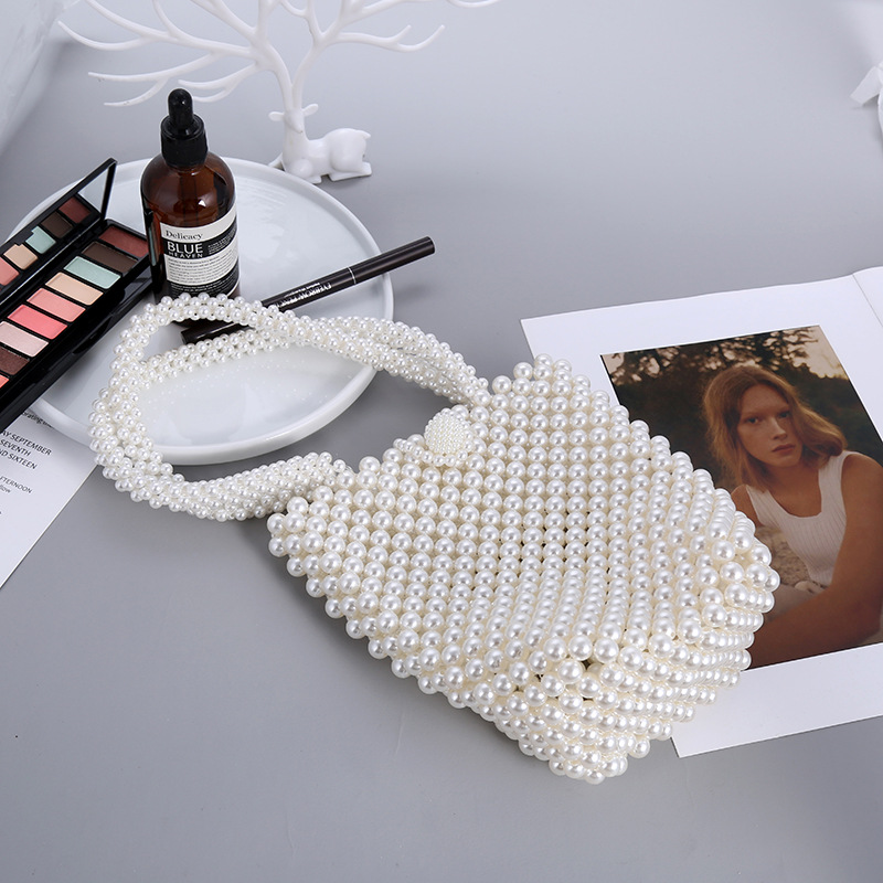 Cross-border summer pearl bag, mini handbag for women on Instagram, hand-beaded pearl red envelope, hot-selling women's bag Specification image