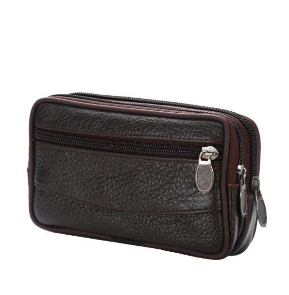 Men's New Waterproof Mobile Phone Fanny Pack Wear Belt Cowhide Multi-Functional Old Change Key Bag In Stock Item Picture