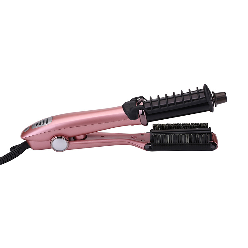 Fábrica al por mayor rizador de doble uso alisador bidireccional eléctrico rotativo aire bangs curls gold
