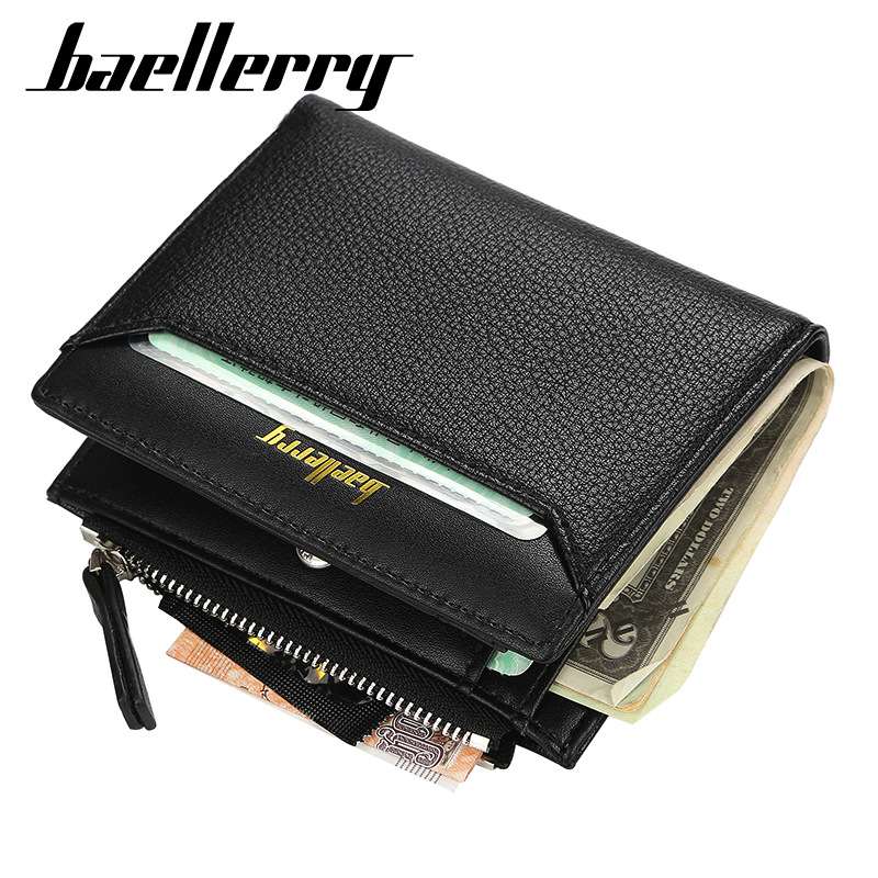 baellerry男士短款钱包韩版多卡位驾驶证卡包薄款拉链搭扣零钱包详情图1
