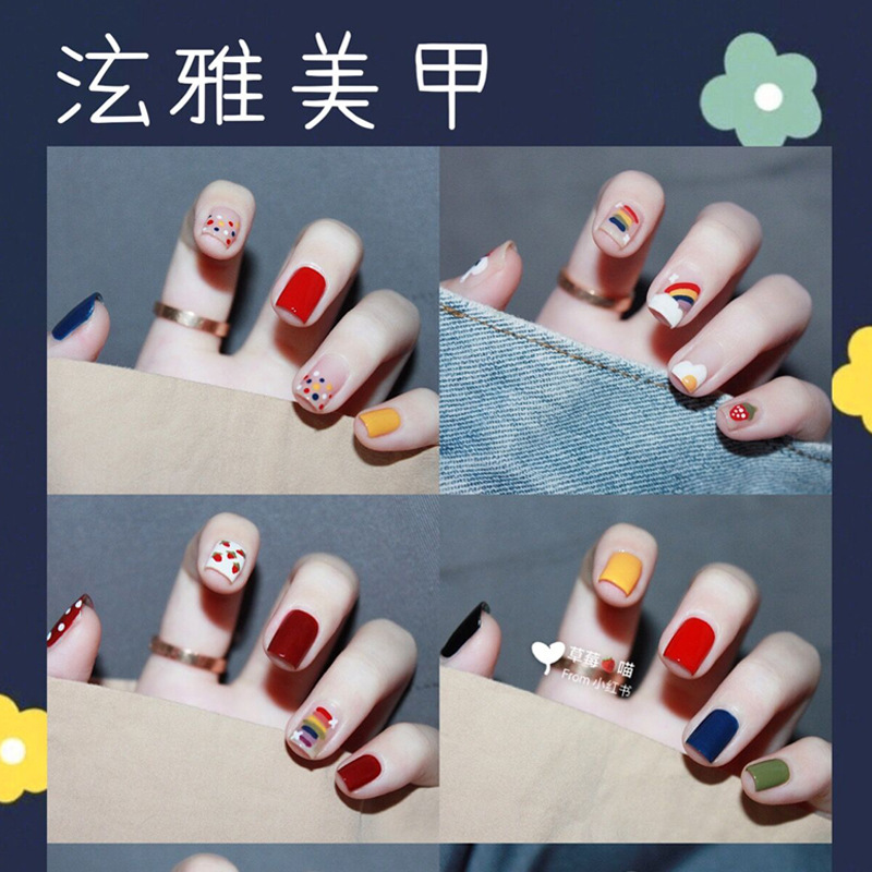 Send nail files, Korean cute bear nail stickers, nail patches, transparent 3D water diamond nail stickers, full shanilak details Picture