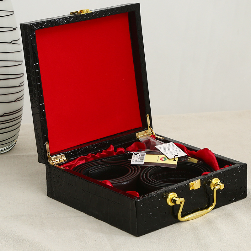 高档鳄鱼纹礼盒 皮带包装礼品盒 皮带腰带精品方盒翻盖皮带包装盒详情图2