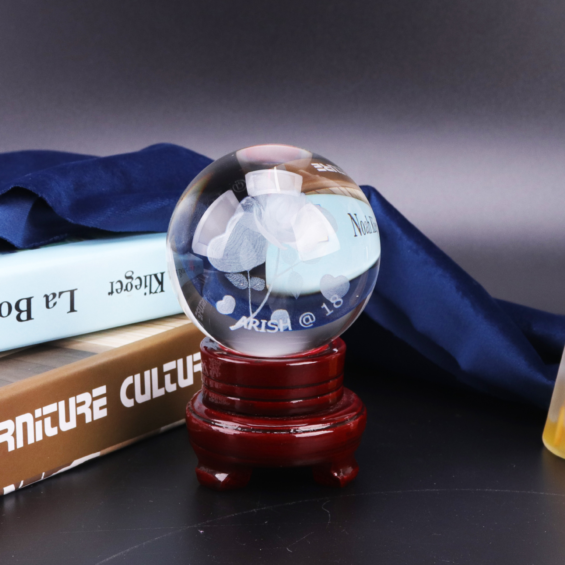Manufacturers Directly Provide Creative Crystal Wind Water Balloon Decoration 3D Carved Desk Crystal Transparent Glass Ball Decoration details Picture