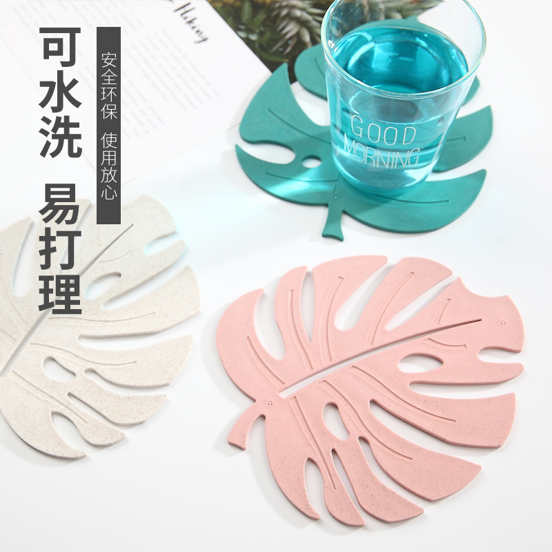 Manufacturers Directly For Fresh Wheat Straw Insulation Mat Leaf Shape Placemat Pot Mat Anti-Hot And High Temperature Gift Wholesale Specification drawing