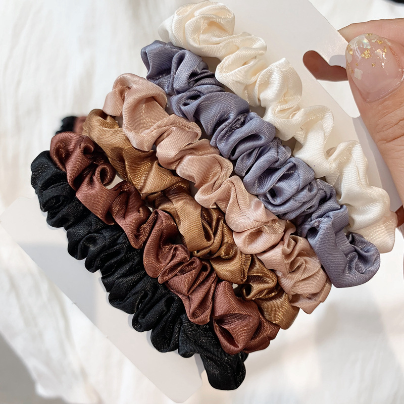 6 Pieces Of Ins Elegant French Satin Scrunchie With A Base Imitation Silk Hair Rope Head Rope Korean Hair Accessories Headpiece details Picture