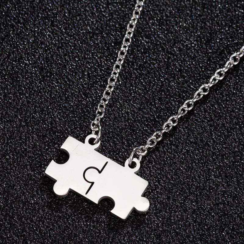 Necklace Women's Jigsaw Necklace Stainless Steel Jigsaw Pendant Necklace Cross-Border Jewelry Wholesale details Picture