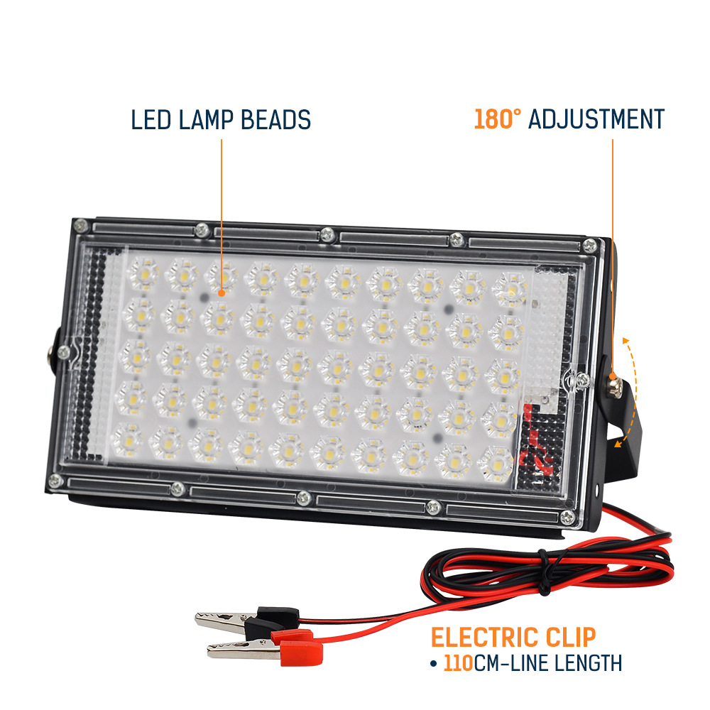 LED12V low-voltage floodlight, outdoor waterproof 50W clip floodlight, outdoor street lighting, cross-border supply details Picture