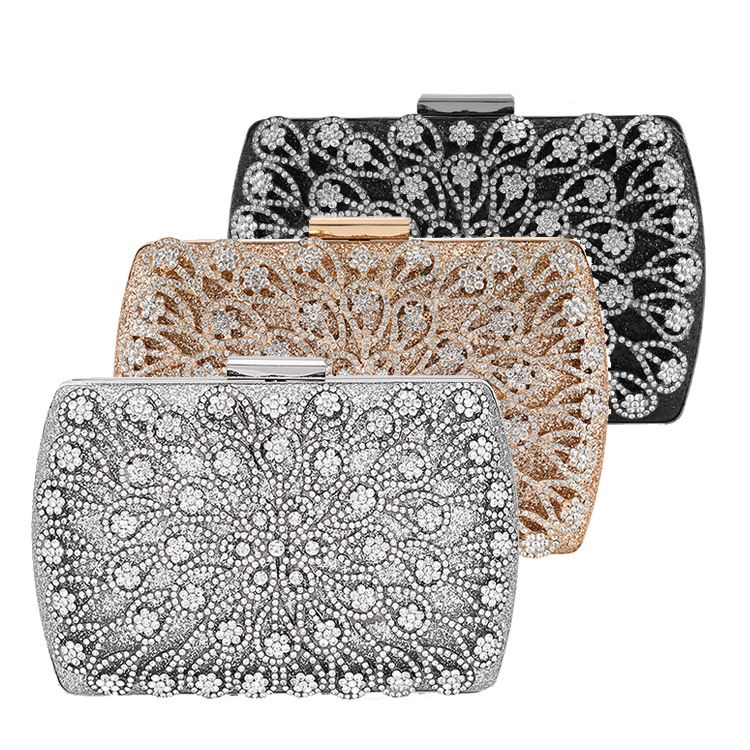 European and American women's handbag inlaid with diamonds banquet clutch dress evening bag clutch