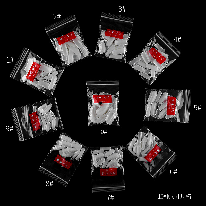 500 pieces of semi-attached nail pads, bagged fake nail pads, natural transparent nail extension patch, nail nail pads, Korean label Application Scenario