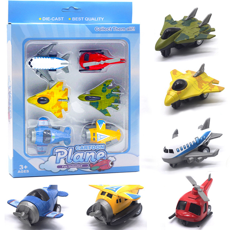 跨境1:64新款合金飞机系列玩具车回力模型男孩玩具飞机摆件批发