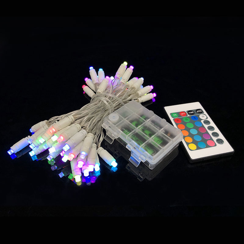16-color LED Christmas light string, battery-powered outdoor waterproof light string with remote control, room party decoration color light