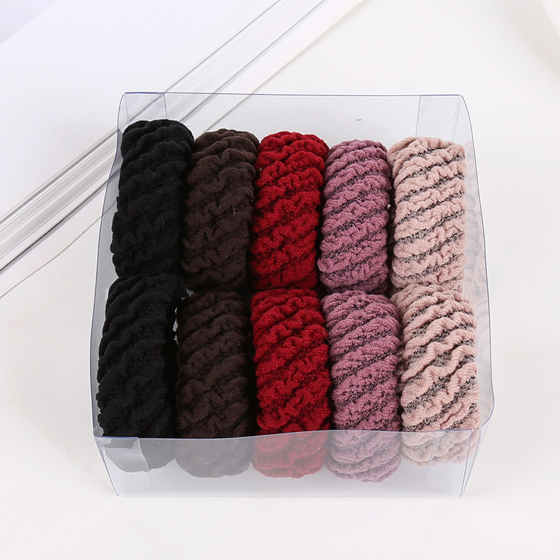 Boxed thickened and widened high-elasticity towel band, seamless fish-scale pattern hair tie, rubber band, leather cover, hair band pic 41