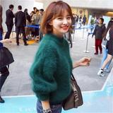 2025春秋冬时尚新款欧美蝙蝠衫宽松大码毛衣针织衫系带开衫毛领女详情2