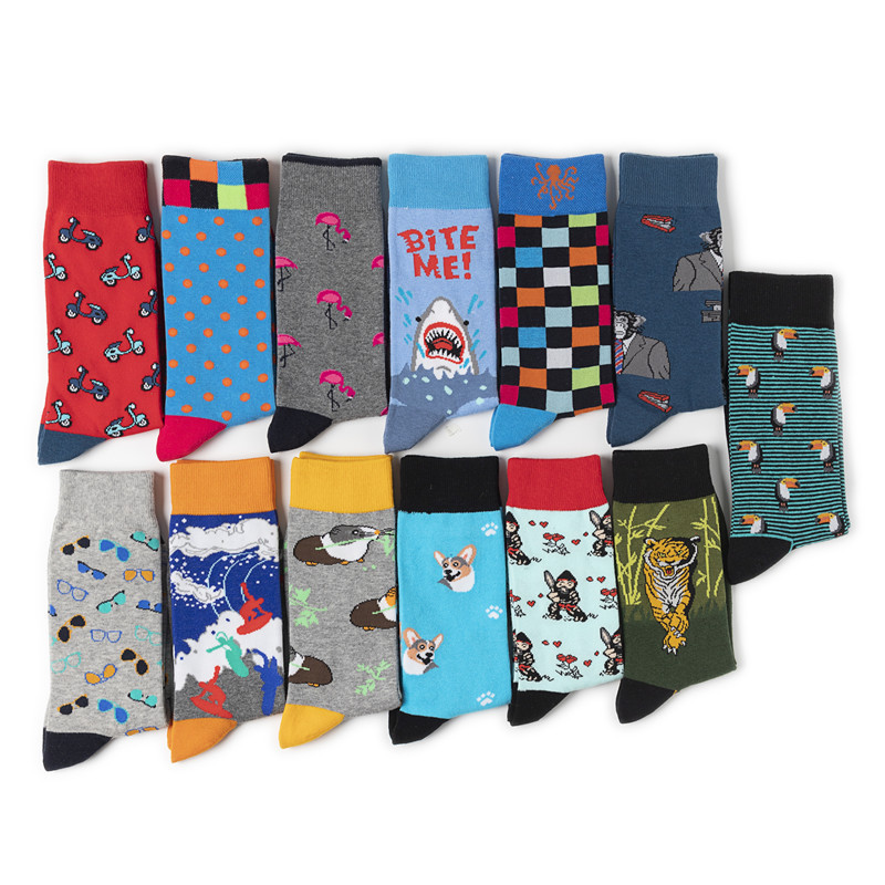 Cross-border women's socks, new, fashionable, individual and creative, trendy socks with multiple logos, medium and high-top foreign trade men's socks, skateboard socks Specification image