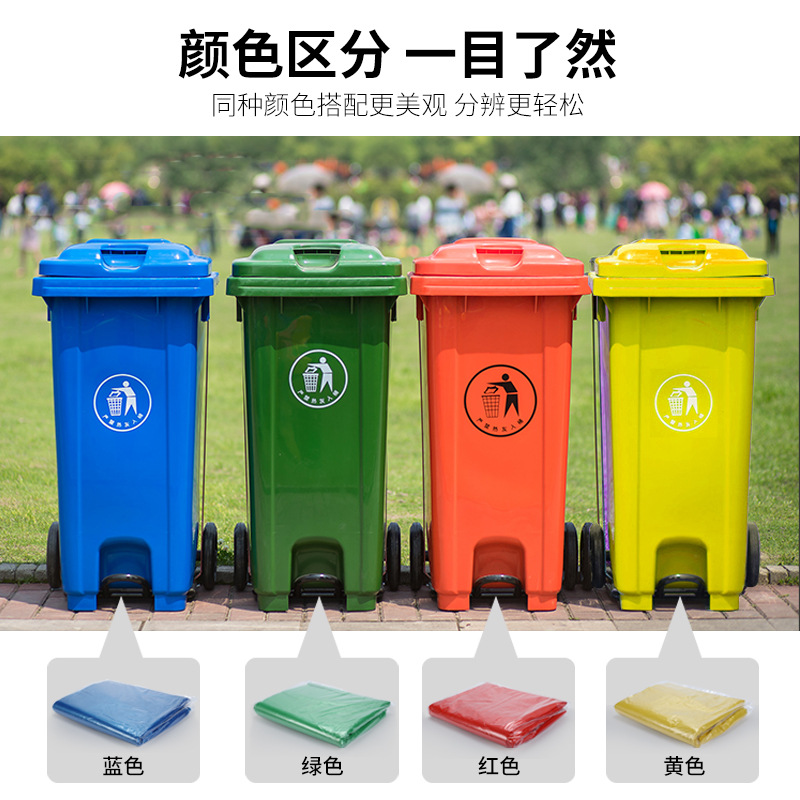 优袋加厚垃圾分类袋 彩色大号塑料垃圾袋 商用一次性黑色平口袋详情图4