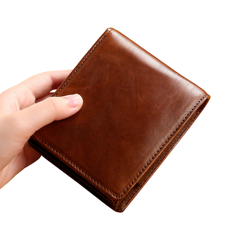 Amazon Explosive Rfid Men's Short Wallet Ultra-Thin Student Wallet Leather Youth Men's Bag Horizontal Coin Wallet full figure
