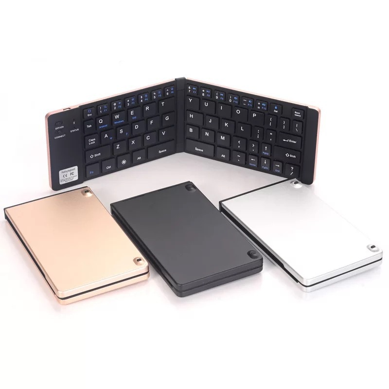 F66无线蓝牙折叠键盘 铝合金折叠迷你键盘双折叠蓝牙键盘平板键盘