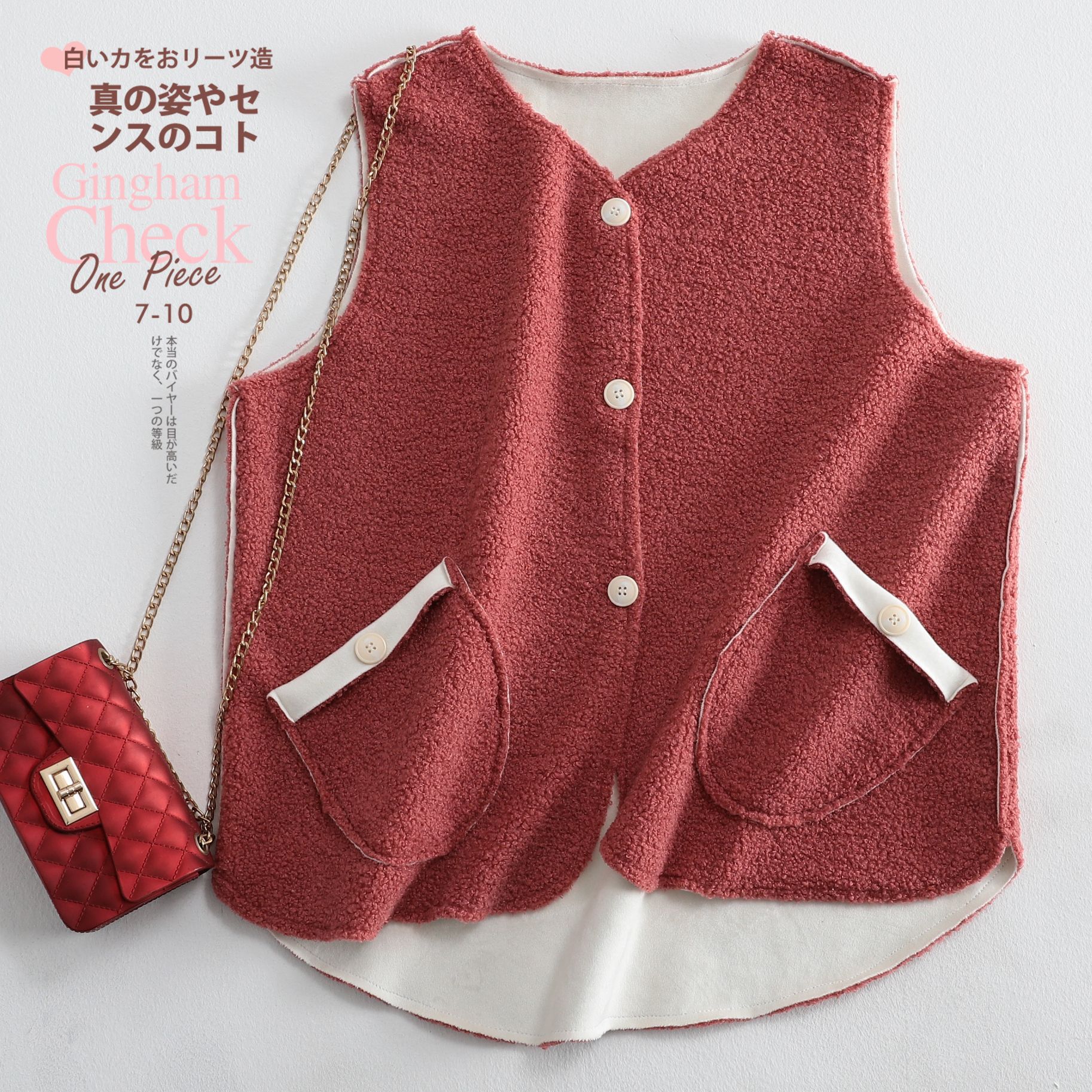 Autumn And Winter New Series Of Loose Warm Outside With A Solid Color Small Vest Korean V-Neck Oblique Pocket Women's Vest Item Picture
