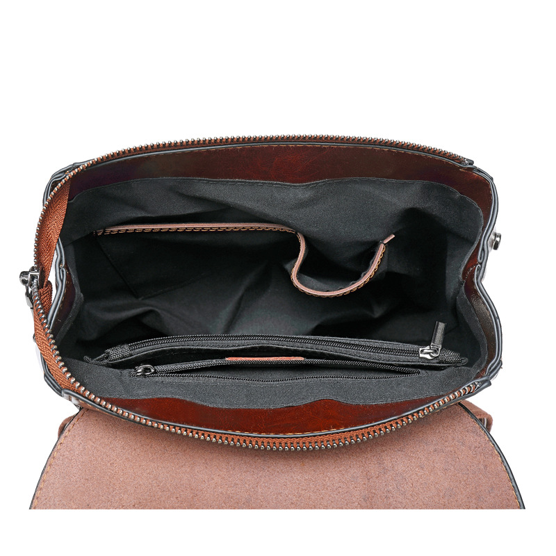 Backpack Women 2022 New Leather Women's Bag Fashion Oil Wax Cowhide Backpack Senior Sense Women's Backpack Item Picture