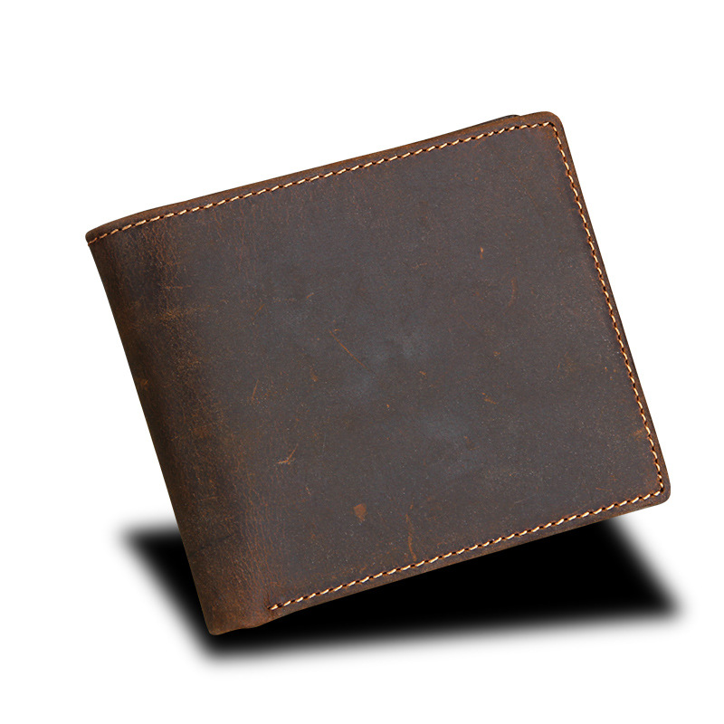 New Leather Wallet Crazy Horse Leather Wallet Manufacturers Direct Sales Cross Wallet Anti-Theft Brush Rfid Men's Wallet Specification drawing