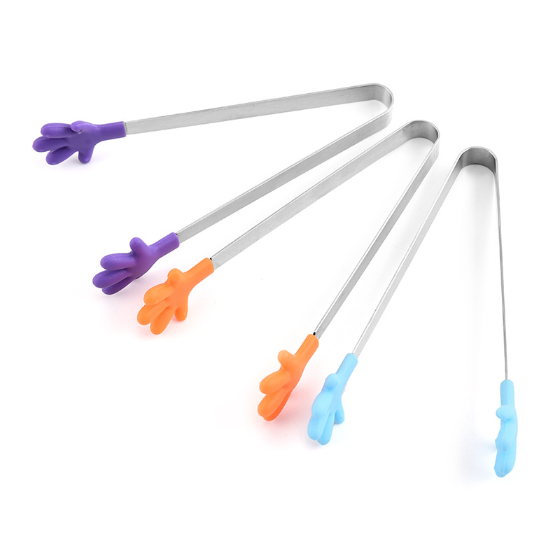 Silicone sugar cube tongs, stainless steel food tongs, food tongs, sugar cube tongs, creative small palms, silicone food tongs, ice tongs Item Picture