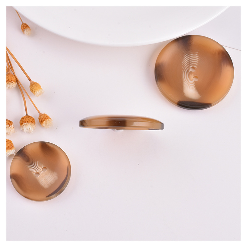 Coffee Brown Square Resin Eye Button Qq Child Personality Features Wood Grain Button Coat Trench Coat Decorated Buttons Item Picture
