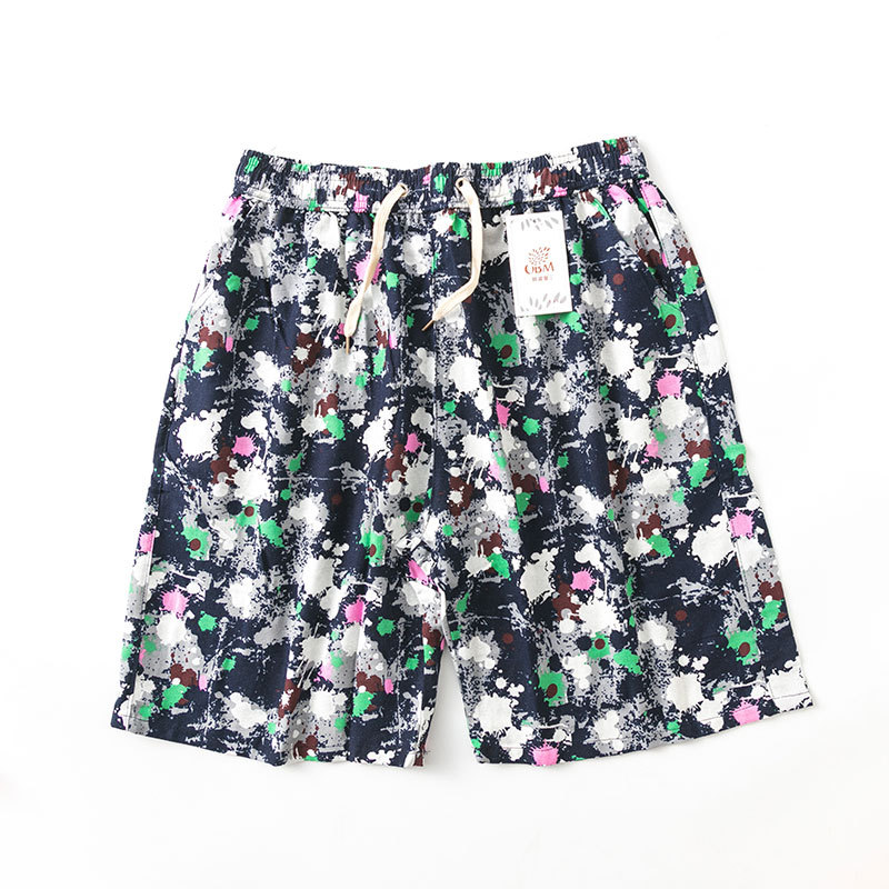 Summer Leisure Cotton Hemp Beach Pants Five Quarter Pants Famous Style Print Loose Large Size Men's Shorts Home Pants Application Scenario