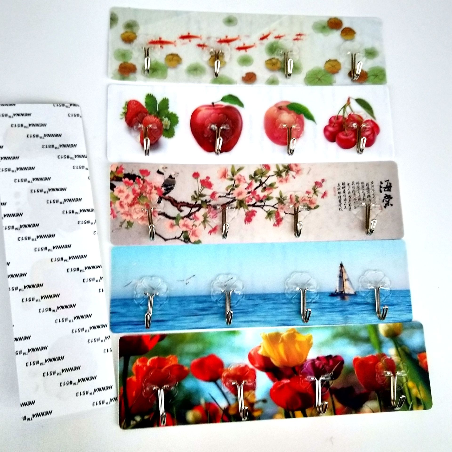 【 Zone 1-1 】904/4 continuous Hook 50/ Pack 450/ box Traceless Adhesive Hook 513 Traceless Hook four-Row Adhesive Hook Hot Sale New Style at street stalls details Picture