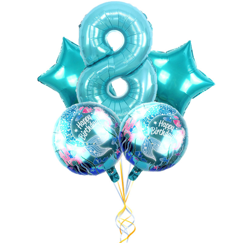 美人鱼数字气球套装生日派对公司年会舞台背景装饰布置批发详情图2