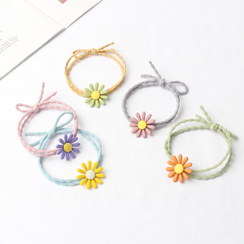 Korean Version Of Headwear Small Daisy Flower Scrunchie Korean Cute Knot Hair Rope Girls Small Fresh Hair Rope Personality Rubber Band details Picture