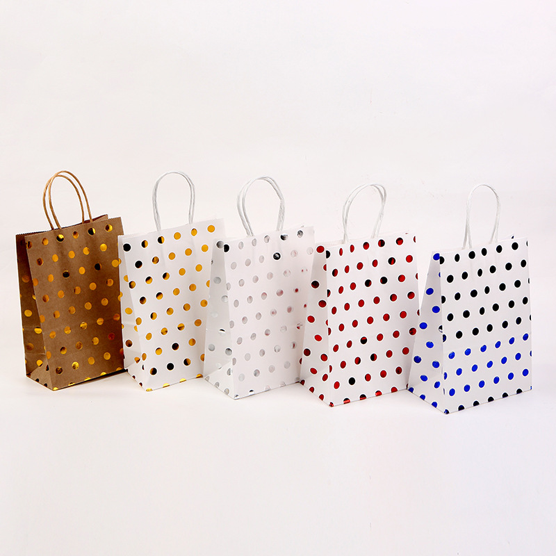 Brown paper hot polka dot handbag spot universal gift shopping kraft paper bag takeaway packing candy bag