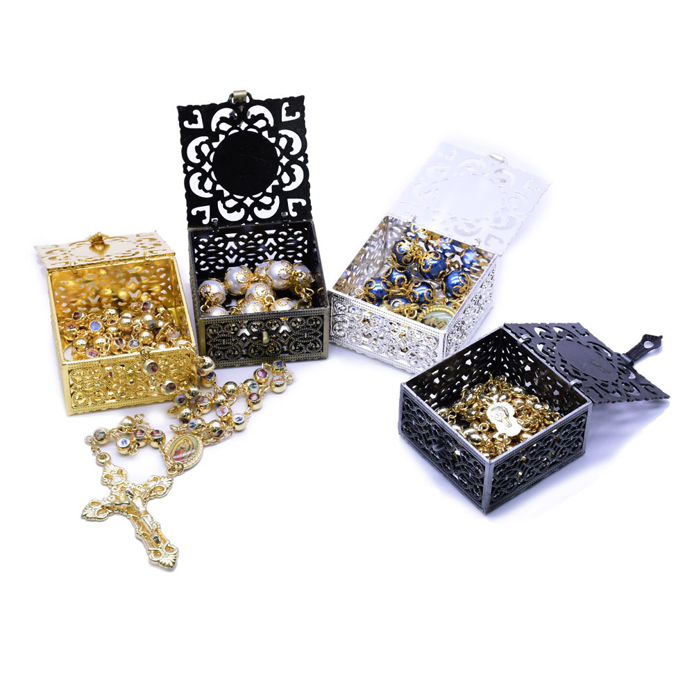 Wholesale of high-end prayer bead gift boxes, metal leaky packaging boxes, necklace gift boxes in stock