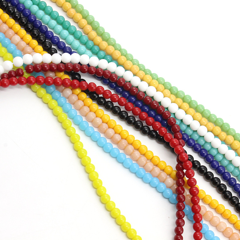 Natural 6Mm Perforated Glass Beads Primary Color Does Not Fade Solid Color Round Beads Loose Pearl Beads Jewelry Accessories Large Price details Picture