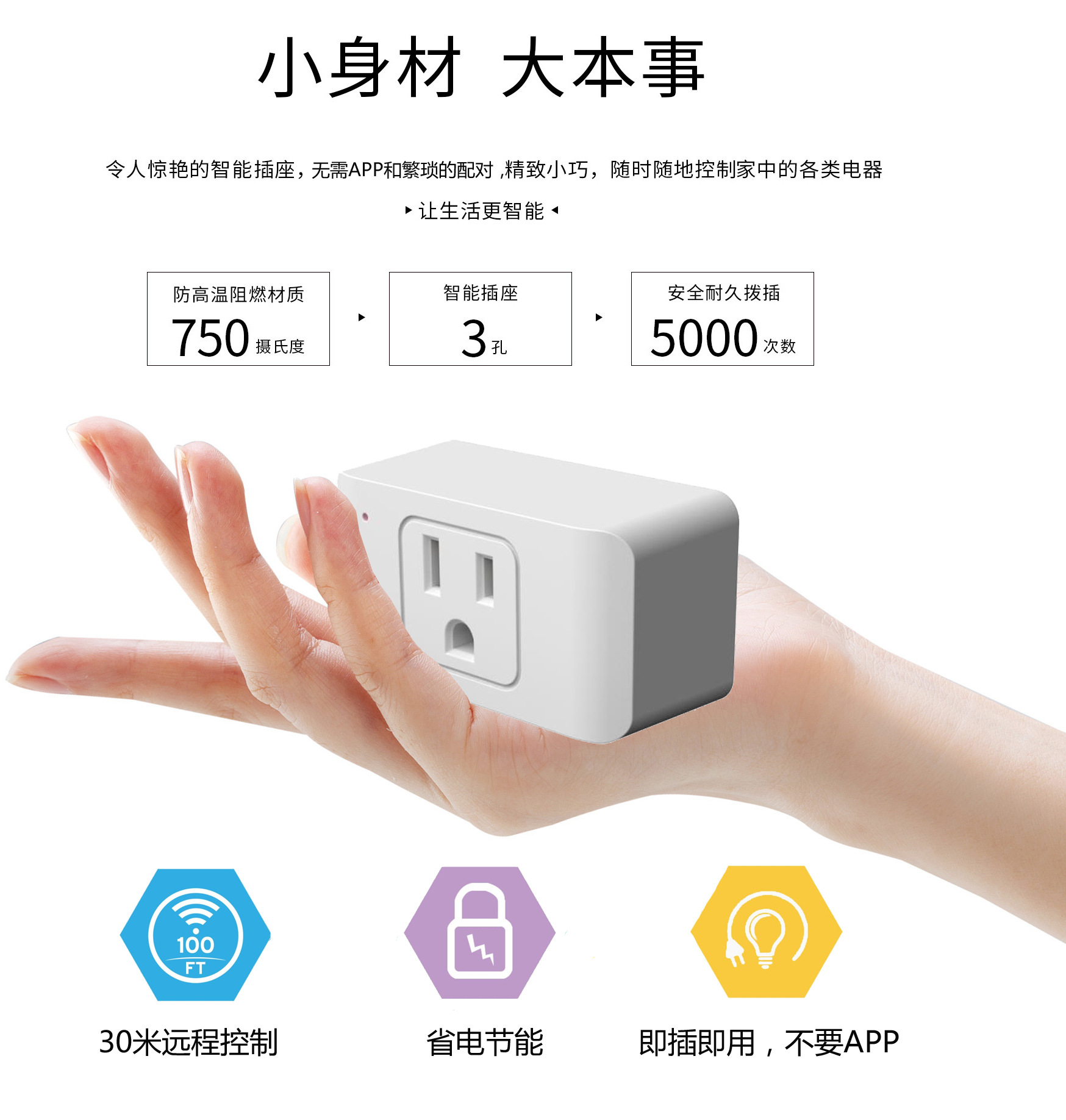 Us-grade smart wireless remote control socket for smart home, 4-channel 30-meter remote control of light switch, delivery and storage box details Picture