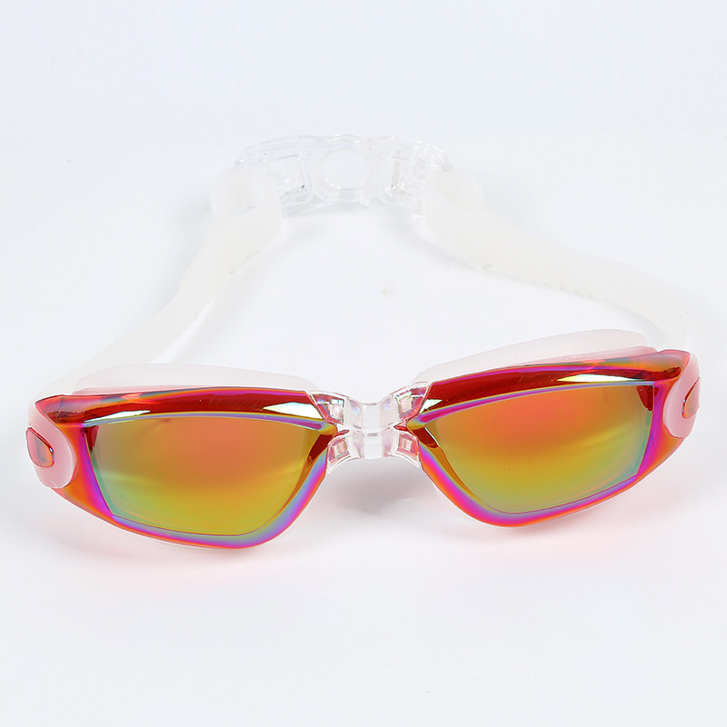 Water Wave Mink New One-Piece Earbuds Seven-Color Coated Swimming Glasses Anti-Fog Waterproof Silicone Swimming Glasses details Picture