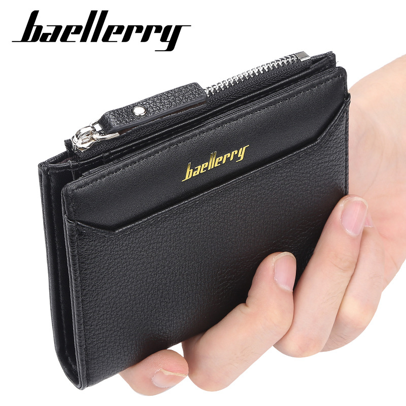 baellerry男士短款钱包韩版多卡位驾驶证卡包薄款拉链搭扣零钱包详情图2