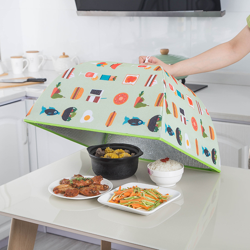 批发厨房保温菜罩 创意可折叠方形饭菜罩 铝箔食物罩餐桌防尘罩详情图2